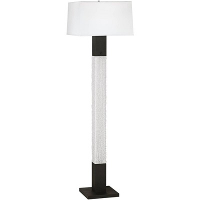 360 Lighting Modern Column Floor Lamp Black White Linen Rectangular Shade for Living Room Reading House Bedroom Home Office