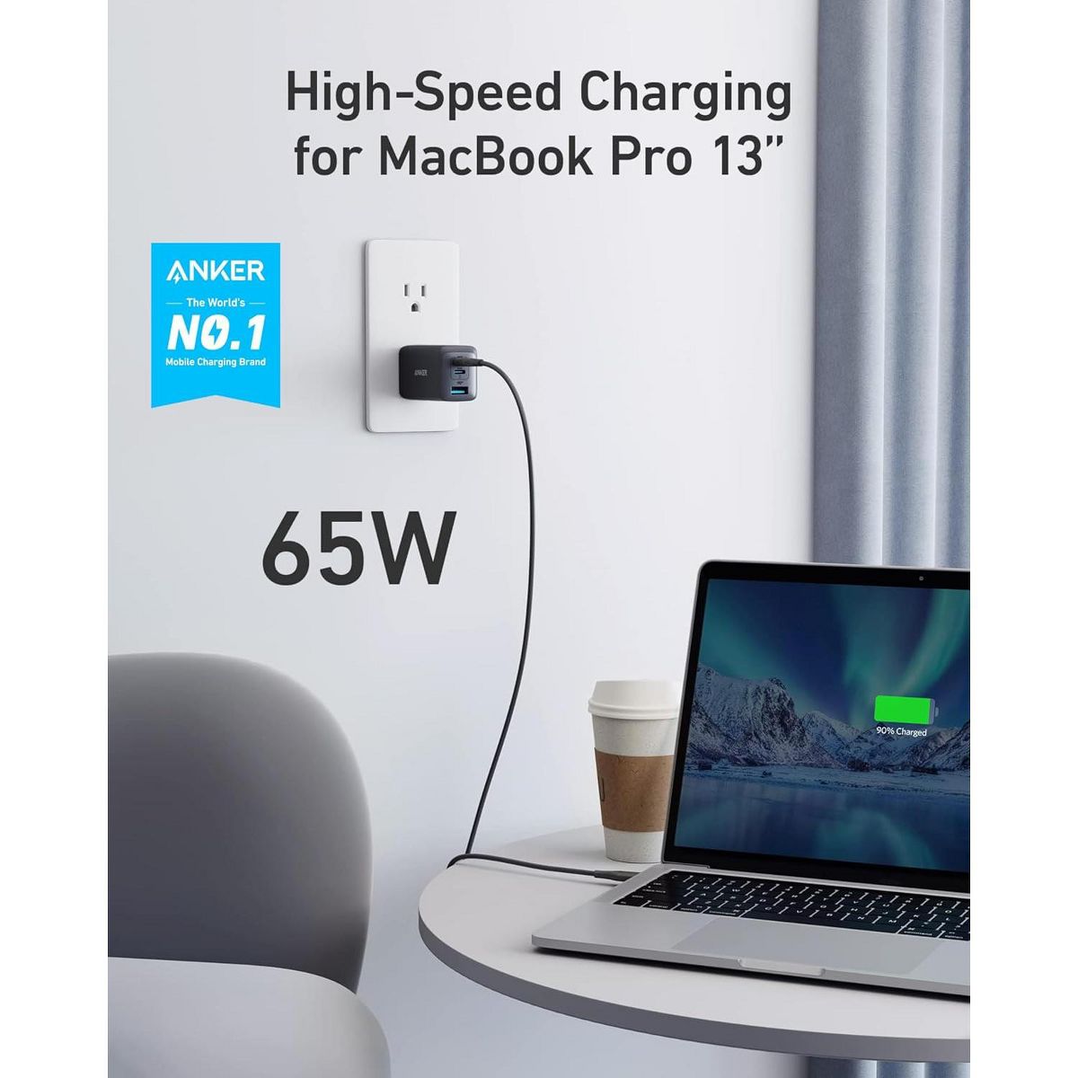 Anker 65W Max 3-Port USB C Charger Block, Compact Foldable Phone Charger - thumbnail 2