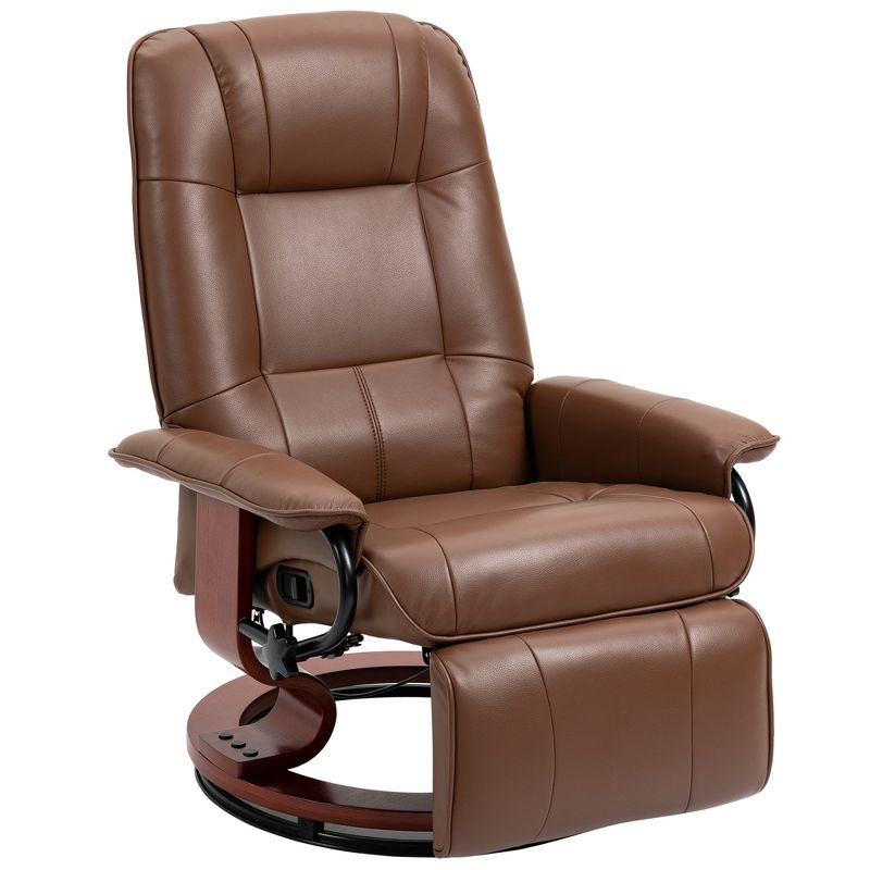 HOMCOM Faux Leather Manual Recliner, Adjustable Swivel Lounge Chair with Footrest, Armrest and Wrapped Wood Base for Living Room, 4 of 7