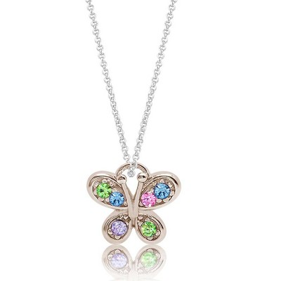 Chanteur Hypoallergenic Kids Jewelry Accessories Butterfly Crystal White Gold Palladium Plating Necklace