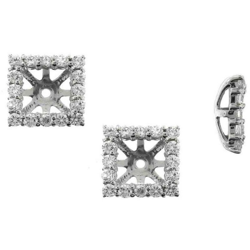 Pompeii3 1 1/4ct Princess Cut Diamond Halo Earring Jackets 14K White Gold (up to 6mm), 2 of 4