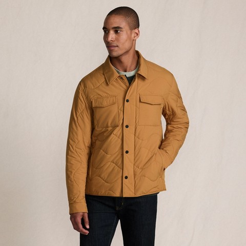 Lands' End Men's Quilted Insulated Shirt Jacket - Large - Canyon Camel