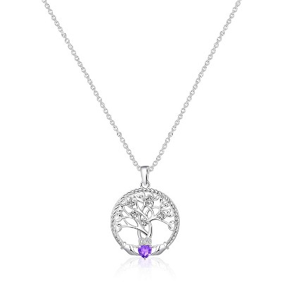 Molenia Tree of Life Necklace for Women, 925 Sterling Silver Birthstone Family Tree of Life Pendant Birthday Gifts