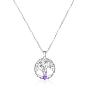 Molenia Tree of Life Necklace for Women, 925 Sterling Silver Birthstone Family Tree of Life Pendant Birthday Gifts - 1 of 4