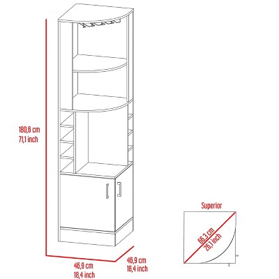 UPHA 71-inch High Corner Bar Cabinet with 2 shelves, 1 Glass Holder and 8 Exterior Bottle Racks