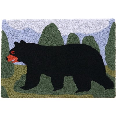 Jellybean Brown Bear in Mountains Doormat – 20" x 30" Machine Washable Indoor/Outdoor Accent Mat for Cabin, Porch, or Entry