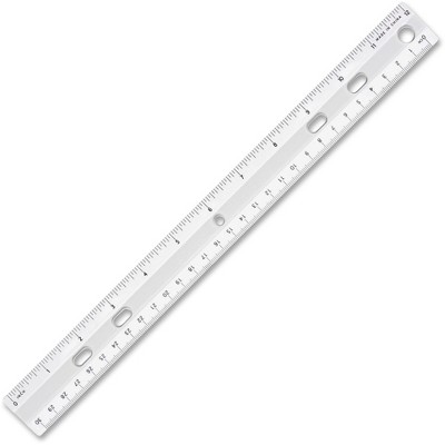 Sparco Standard Plastic Ruler 12" Long Holes for Binders Clear 01488