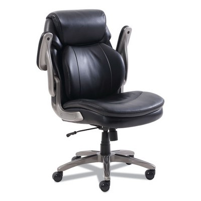 SertaPedic Black Leather Executive Swivel Chair with Adjustable Arms