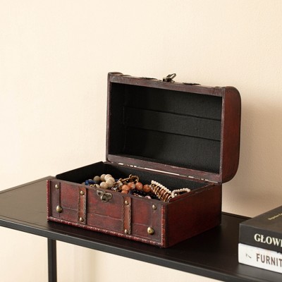 Small Cherry Wood Vintage Treasure Chest Organizer