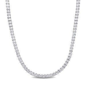 EVERLY JEWELRY |Men's Sterling Silver 44 CT TGW Square-Cut Created White Sapphire Tennis Necklace  - 20 in - 1 of 4