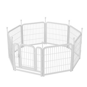 Akoasm 63.00 inch 8 Panels 24" Height Heavy Duty Dog Fence Puppy Pen-White - 1 of 4