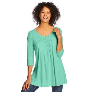 Woman Within Smocked Henley Trapeze Tunic - 1 of 4