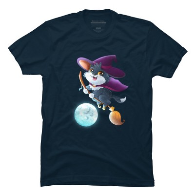 Men's Design By Humans Halloween cat witch By Yelllowlion T-Shirt