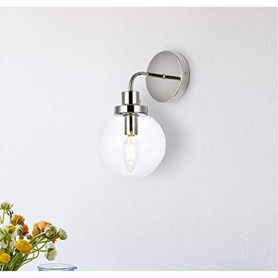 Polished Nickel and Clear Glass Dimmable Bath Sconce