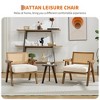Comfortable Mid Century Modern Accent Chair, Rattan Backrest & Thick Linen Cushion, Wood Frame, Upholstered Living Room Chairs - 4 of 4