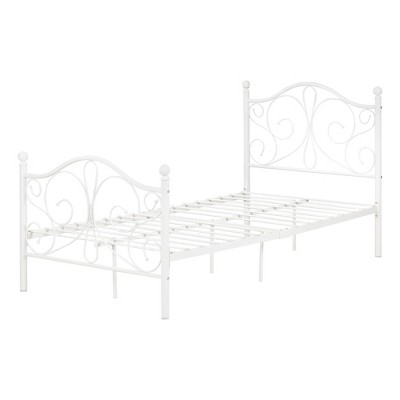 Twin Country Poetry Complete Metal Platform Bed   White  - South Shore