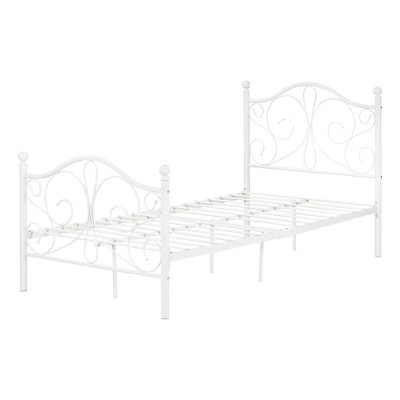 Twin Country Poetry Complete Metal Platform Bed   White  - South Shore