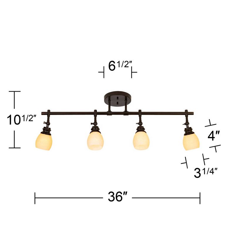 Pro Track Elm Park 4-Head Complete Ceiling or Wall Track Light Fixture Kit Spot Light Oil Rubbed Bronze Finish Amber Glass Western Kitchen 36" Wide, 4 of 10