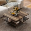 Costway 2-Tier Coffee Table Farmhouse Modern Center Table for Living Room Walnut and White - 2 of 4