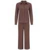 Women's Casual Lounge Sets 2 Piece Outfits Long Sleeve Wide Leg Pants Button Down Shirt Sets - 4 of 4