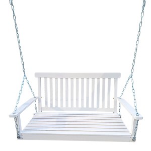 SEVOBAL Patio Swings Front Porch Swing with Armrests and Hanging Chains for Outdoor Patio Garden Backyard, White, 48.82"*26.38"*5.63" - 1 of 4