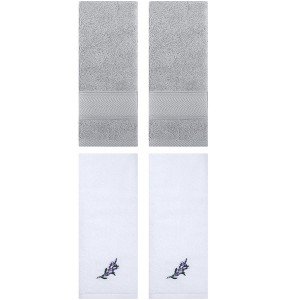 REGALWOVEN 4 Pcs Bathroom Decorative Cotton Soft Absorbent Sold Striped Hand Towel - 1 of 4