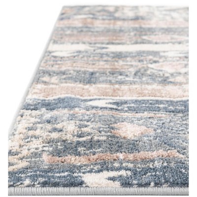 Navy Blue Rectangular Geometric Indoor Area Rug, Easy Care & Stain-resistant