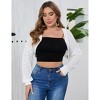 Plus Size Mesh Crop Cardigans for Women Long Sleeve Open Front See Through Sheer Bolero Shrug Top - 2 of 4