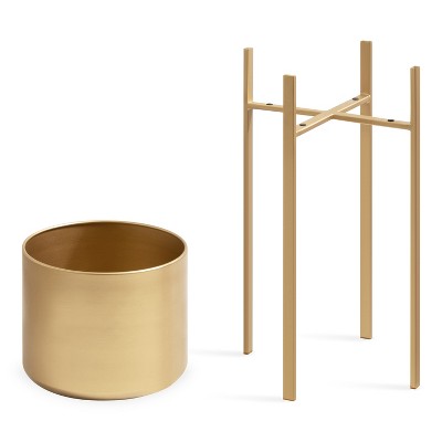 Gabi Gold Metal Freestanding Planter Set, 12 x 27