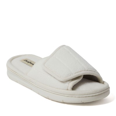 Dearfoams Women's Mickey Terry Adjustable Shower Slide House Slipper - MUSLIN Size L