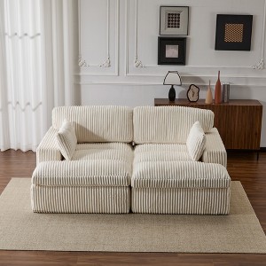 Whisen 2-Piece L-Shaped Sectional Compression Sofa with Soft Corduroy Fabric, No Assembly Required - 1 of 4