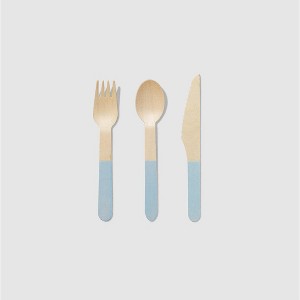 Coterie Party Pale Blue Wooden Cutlery Set (30 per pack) - 1 of 4