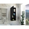 Vynxaria Bathroom Cabinet with Single Door, Two Interior Shelves, and Two External Shelves, Stylish and Functional in Black Finish - 2 of 4