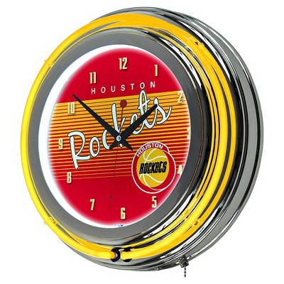 NBA Houston Rockets Team Logo Yellow Wall Clock