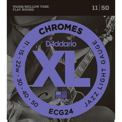 D'Addario XL Chromes Jazz Light Electric Guitar Strings ECG24 Flatwound