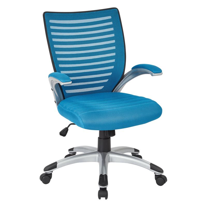 Mesh Seat and Screen Back Managers Chair with Padded Silver Arms Base - OSP Home Furnishings, 1 of 6