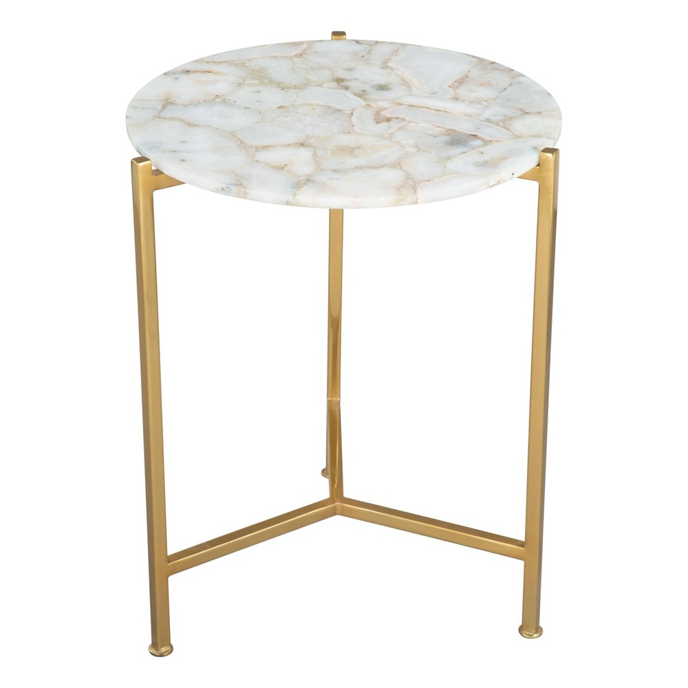 Photos - Coffee Table Heron Side Table White/Gold - ZM Home
