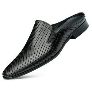 Santimon Men's Perforated Leather Mules Breathable Slip-on Backless Loafers - 1 of 4