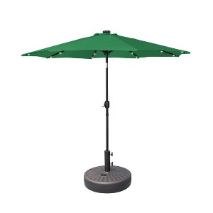 WestinTrends 9 Ft Outdoor Patio Solar LED Market Umbrella with Bronze Round Base - 1 of 4