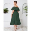 Women Plus Size Off Shoulder Maxi Dress Ruffle Flowy Summer Casual Boho Long Dresses - 4 of 4