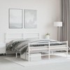 vidaXL White Metal Bed Frame with Headboard/Footboard - Steel Double Bed for Bedroom/Guest Room - 3 of 4