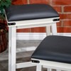 24" Counter Stool, Antique White Finish, Black Leather Seat - 4 of 4