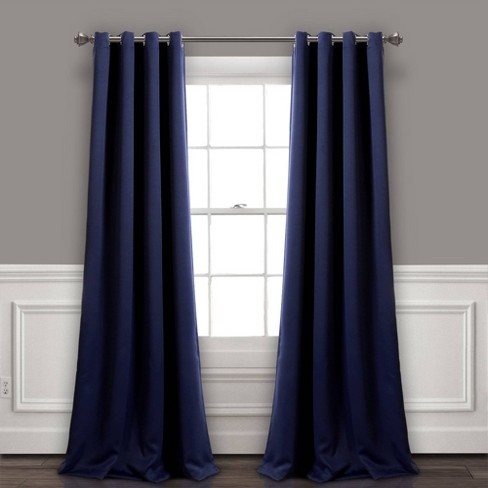 Set of 2 (120x52) Insulated Grommet Top Blackout Curtain Panels Blue -  Lush Décor