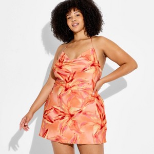 orange floral dress target Women's Mini Cowl Dress