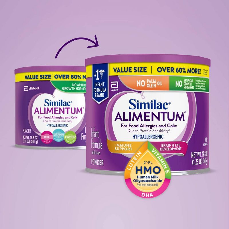 Similac Alimentum Non GMO Hypoallergenic Powder Infant Formula - 19.8oz, 3 of 8