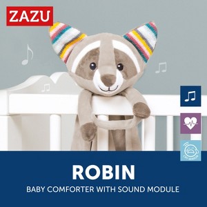 Zazu Kids Robin the Racoon Lovey Snuggler with Soothing Music & Sounds, Cry Sensor, Super Soft Sensory Blanket - 1 of 4