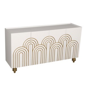 Vynxaria Modern Fluted Sideboard Buffet with 4 Doors, Adjustable Shelves - for Kitchen, Dining & Living Room - 1 of 4