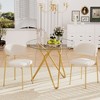 TIRAMISUBEST 35.4" Round Gold Glass Dining Table for 4 - Space-Saving Small Kitchen Table with Sturdy Metal Legs for Dining & Living Room - 3 of 4