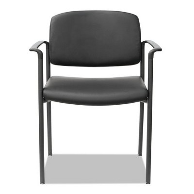 Black Faux Leather Stacking Reception Chairs with Metal Frame, Set of 2