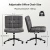 PDTEND Armless Office Chair with Wheels, Adjustable Height, Lumbar Support and 360° Swivel for Home or Study Room - 3 of 4